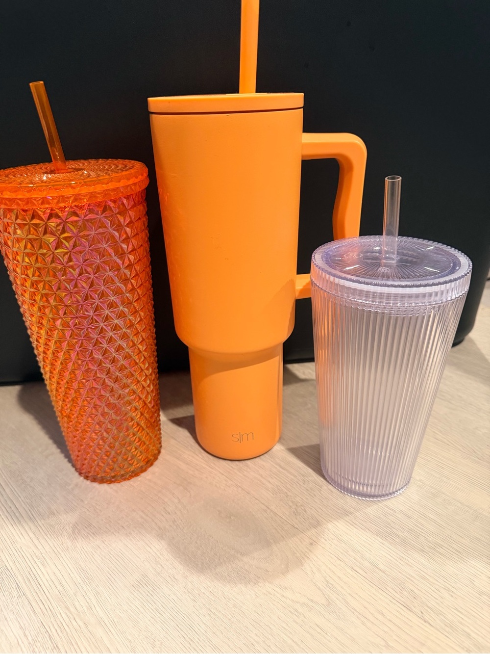 Orange Travel Mug with Straw - Insulated Handle Cup Bundle